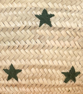 Basket with dark green embroidered stars