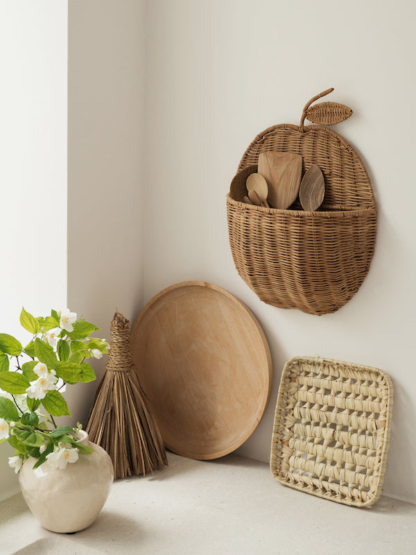 Panier pomme mural brun