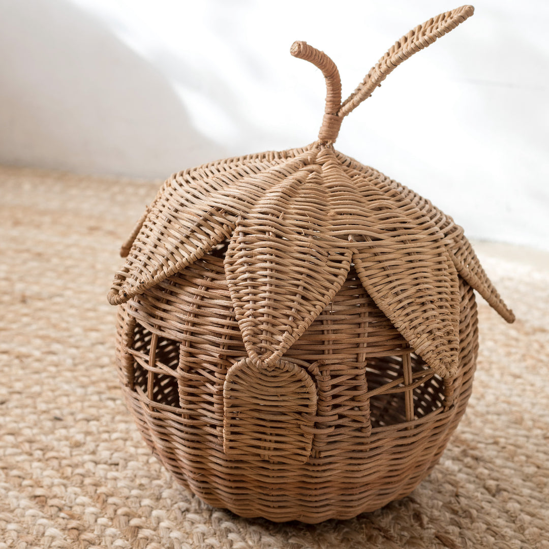 Panier maison fraise en rotin brune