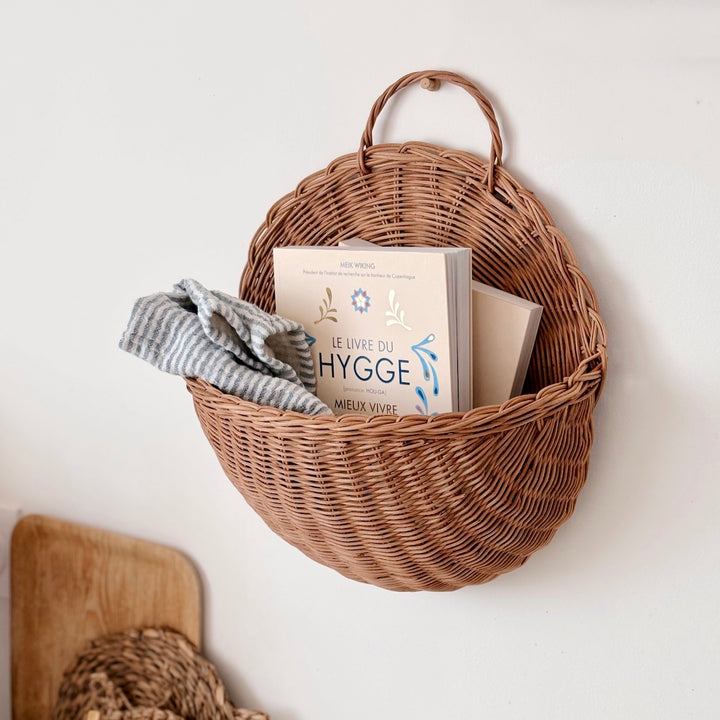 Brown round wall basket