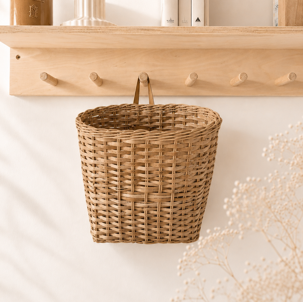 Panier mural en rotin