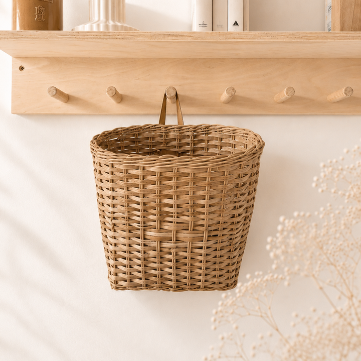 Panier mural en rotin