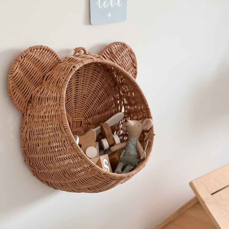 Cesta de pared osito Teddy marrón