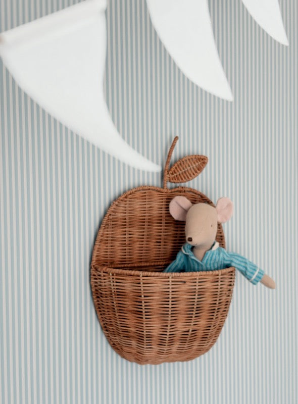 Panier pomme mural brun