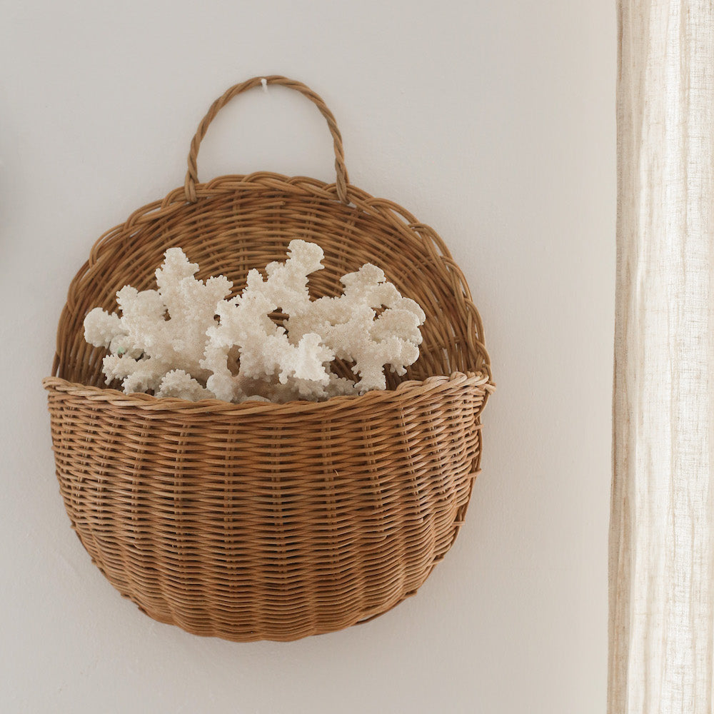Brown round wall basket
