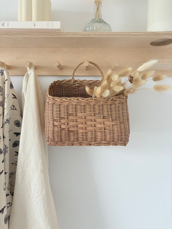Basket with rattan handle