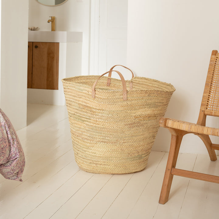 Grand panier cabas XL en feuilles de palmier