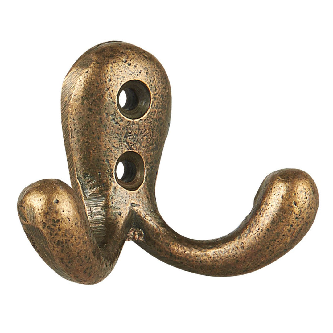 Small gold-plated double coat hook