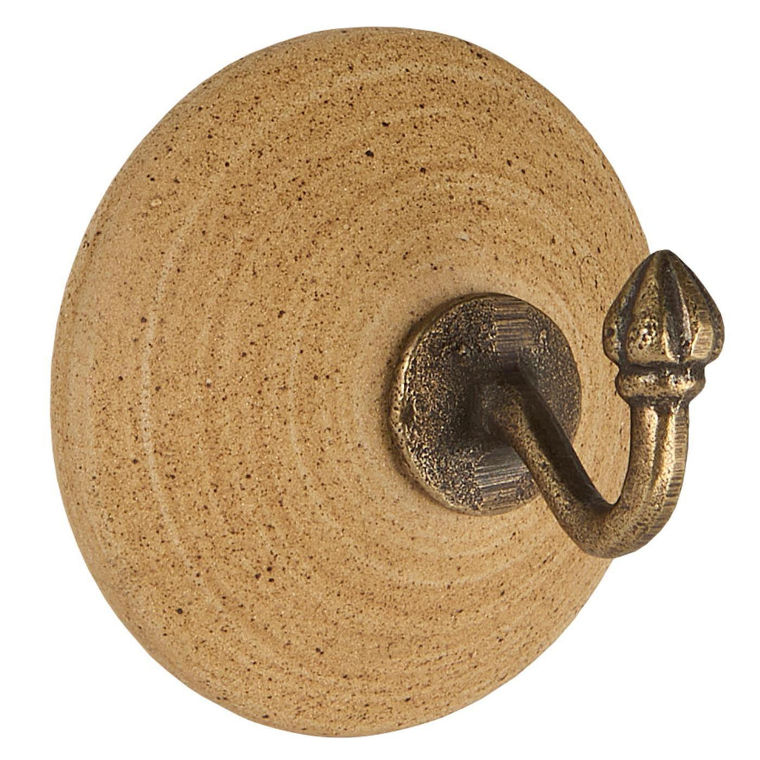 Patère ronde en céramique beige