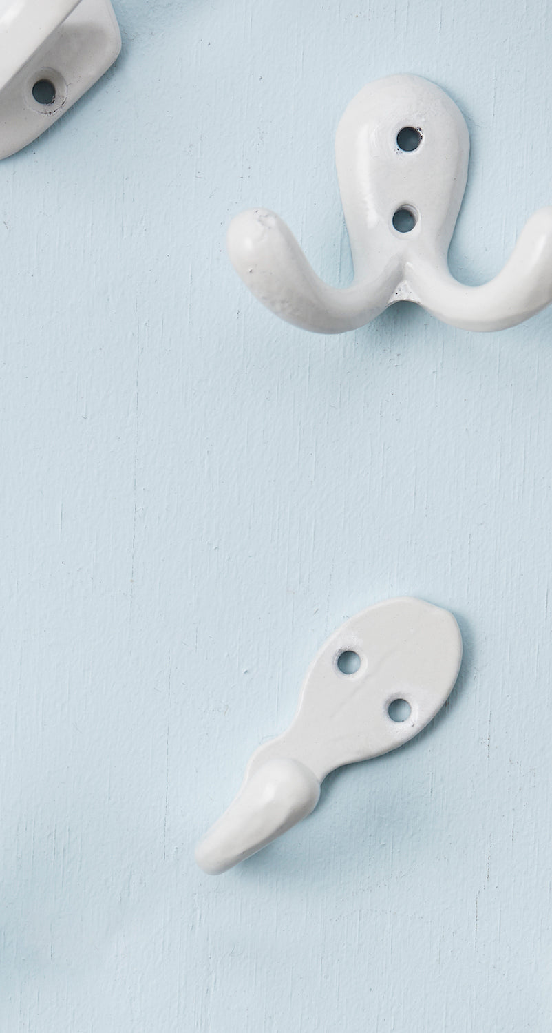 Small white double coat hook