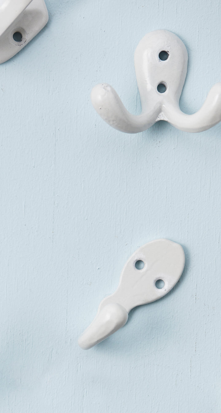 Small white double coat hook