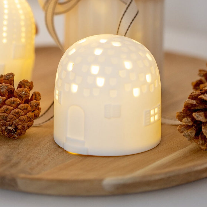 Maison Ronde Räder à LED en Porcelaine Blanche