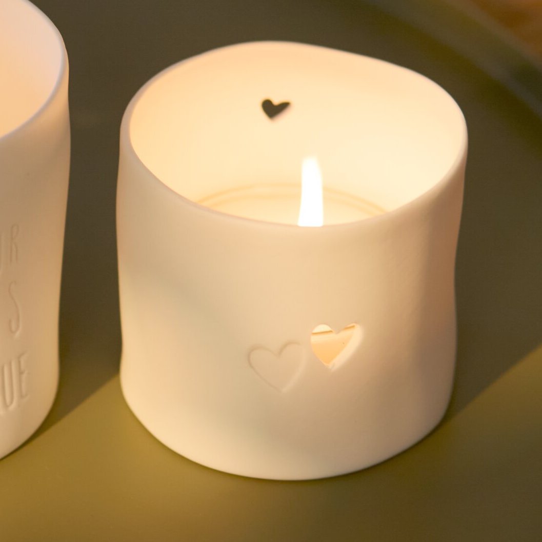 Photophore Cœur Räder en Porcelaine Blanche