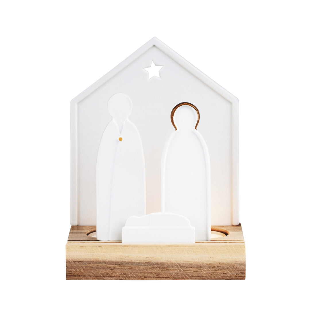 Photophore crèche Rader porcelaine et bois