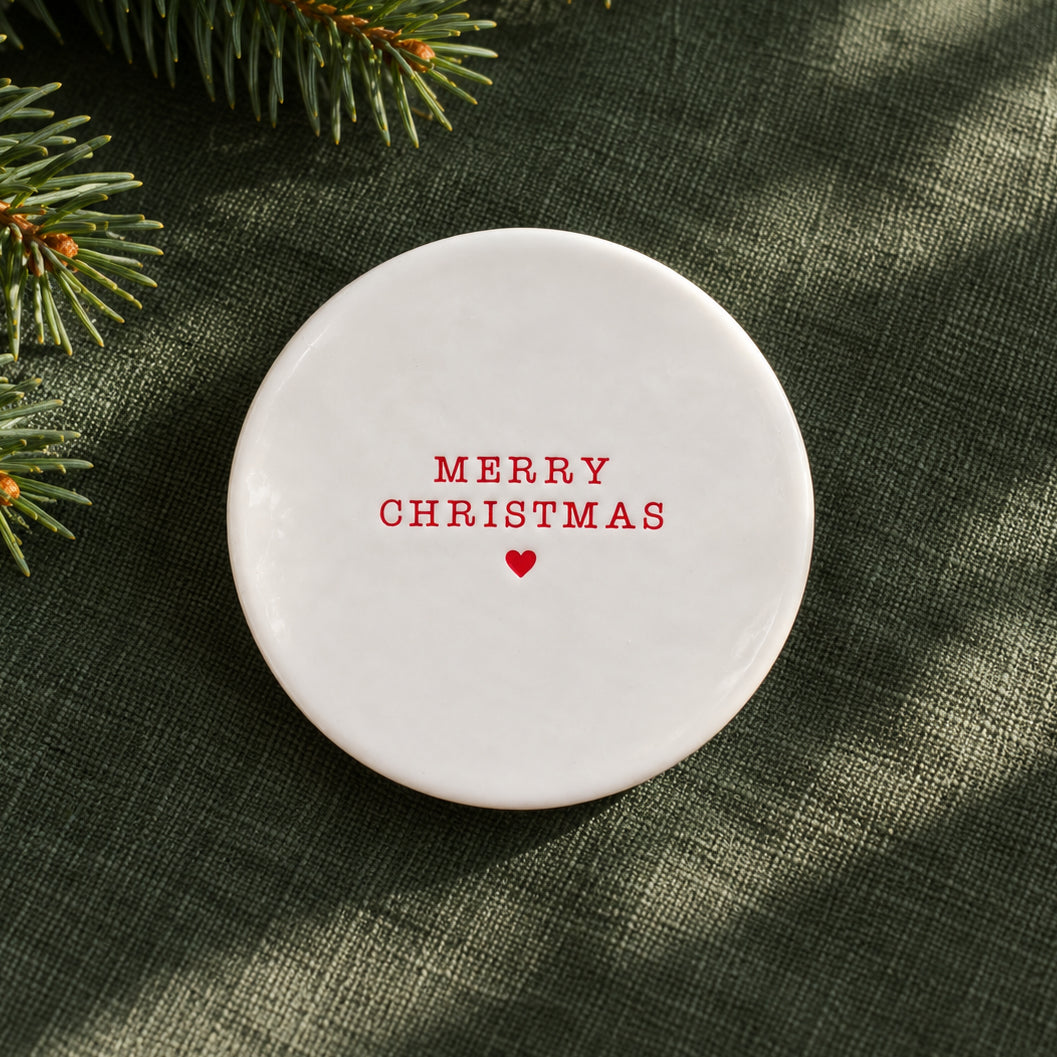 Plaque / dessous de verre "Merry Christmas" en céramique