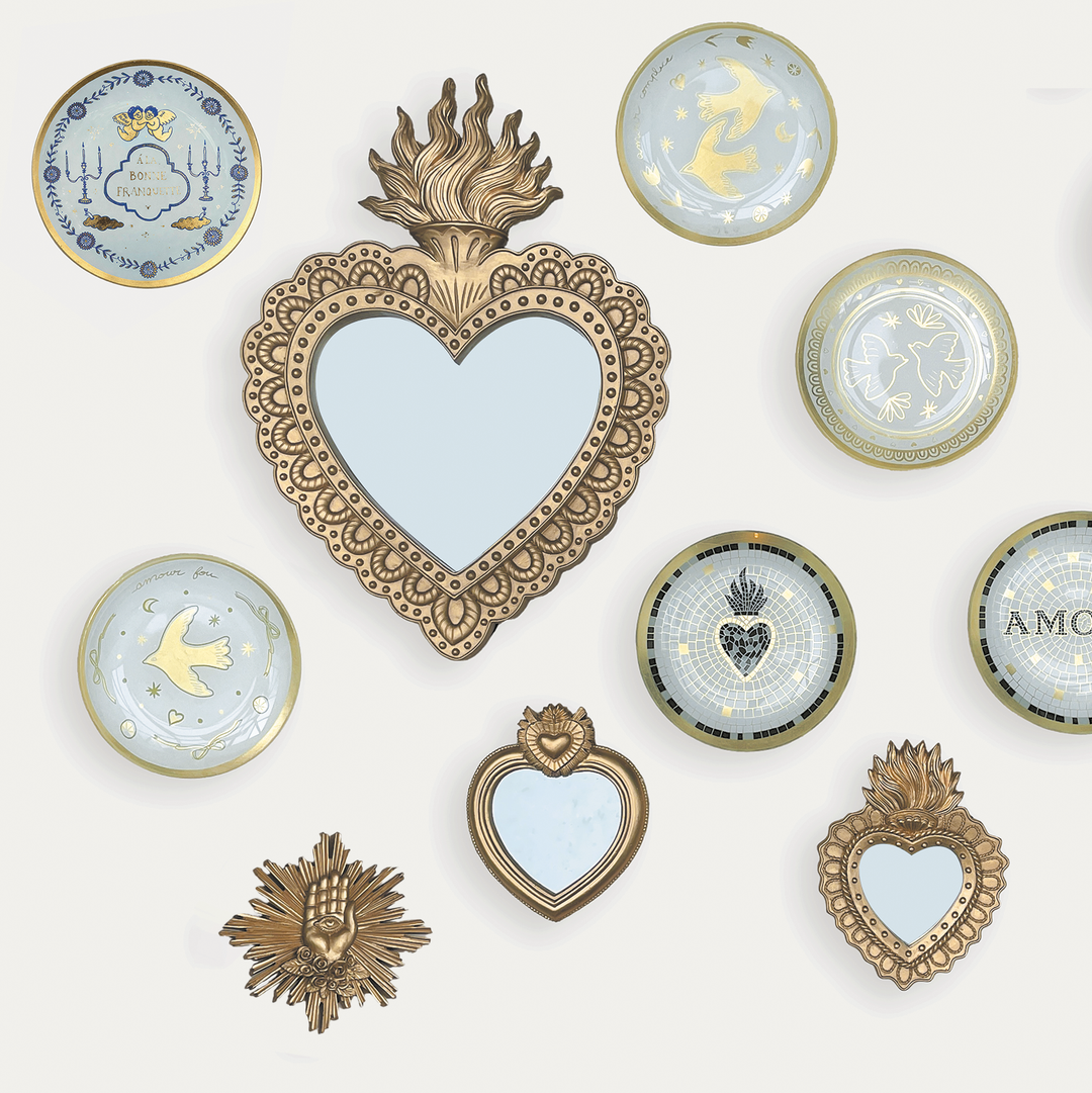 Plat vide-poche mosaïque coeur ex-voto