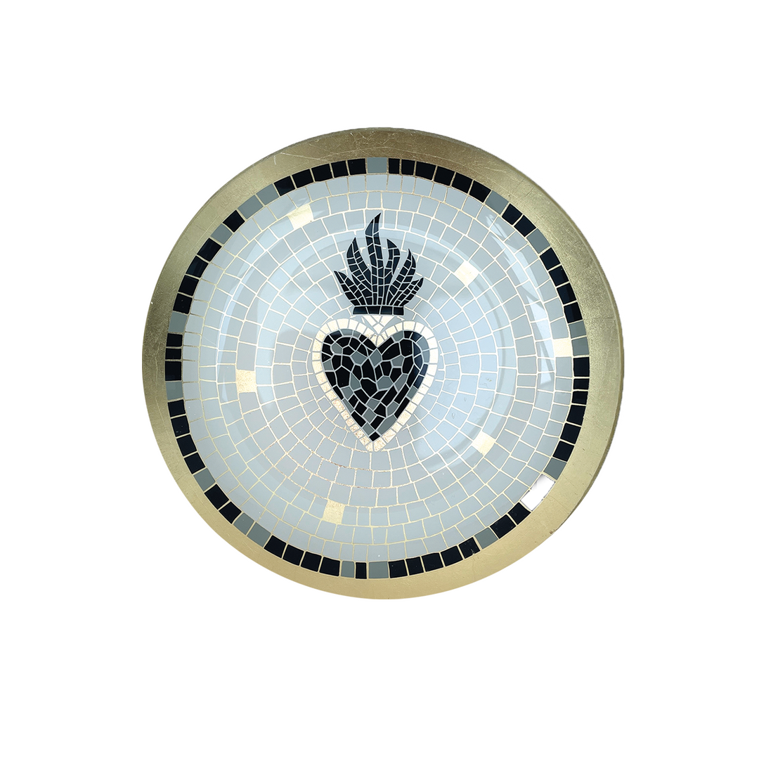 Plat vide-poche mosaïque coeur ex-voto