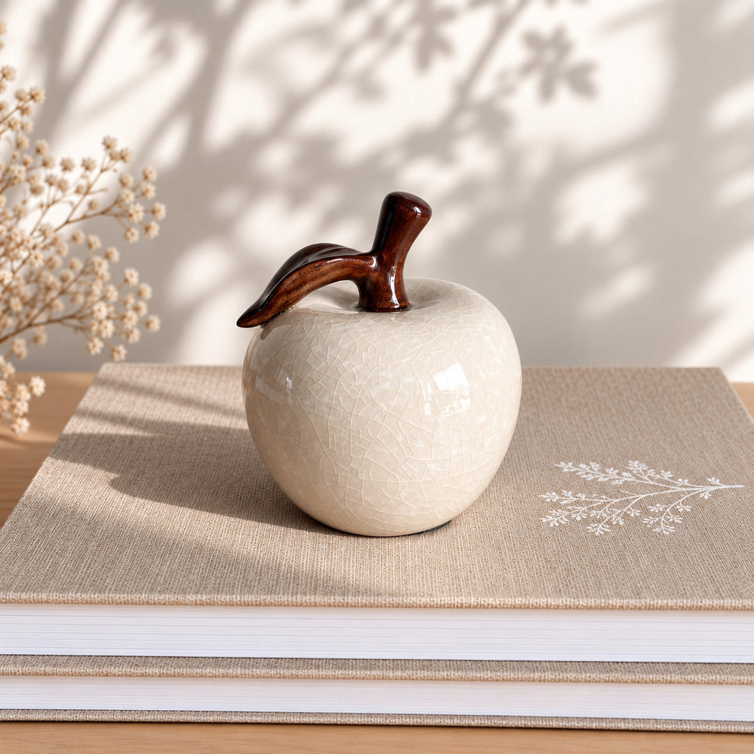 Pomme en céramique beige