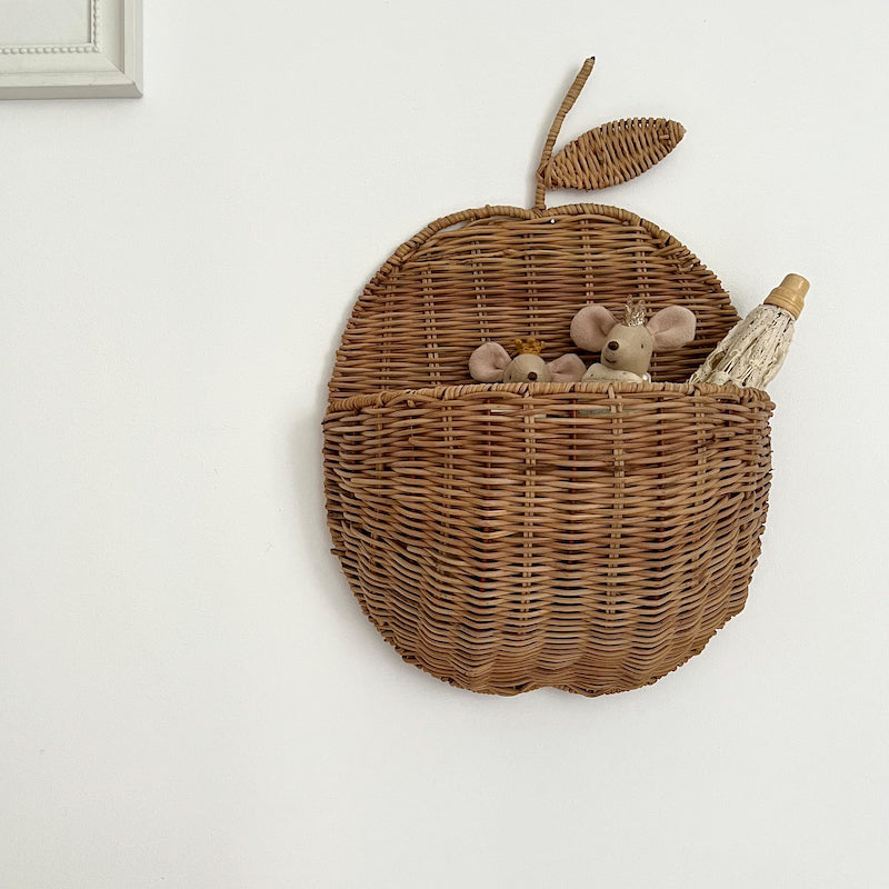 Panier pomme mural brun
