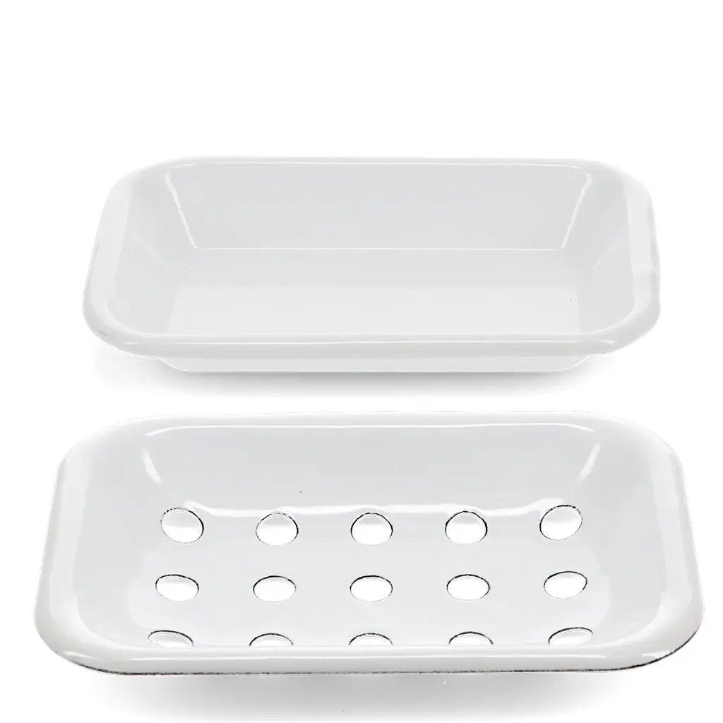 Porte savon en émail blanc