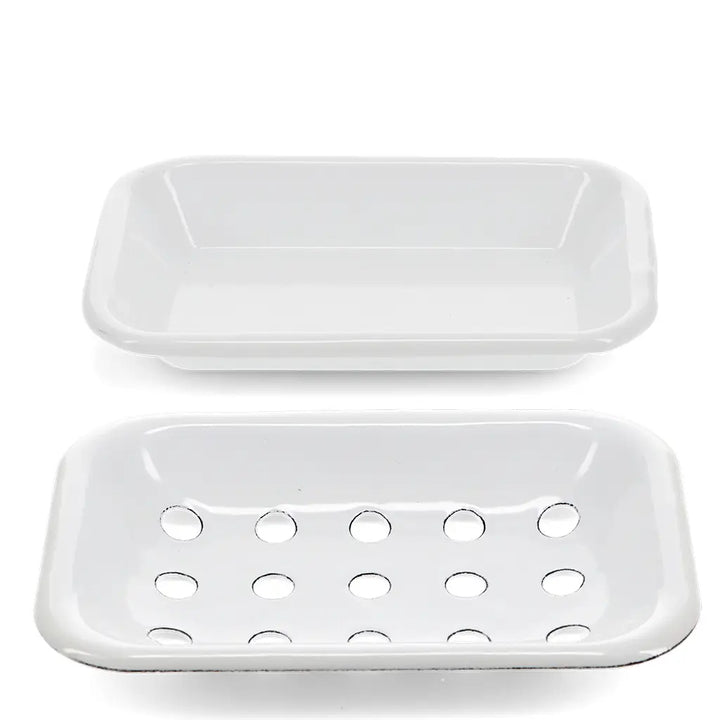 Porte savon en émail blanc