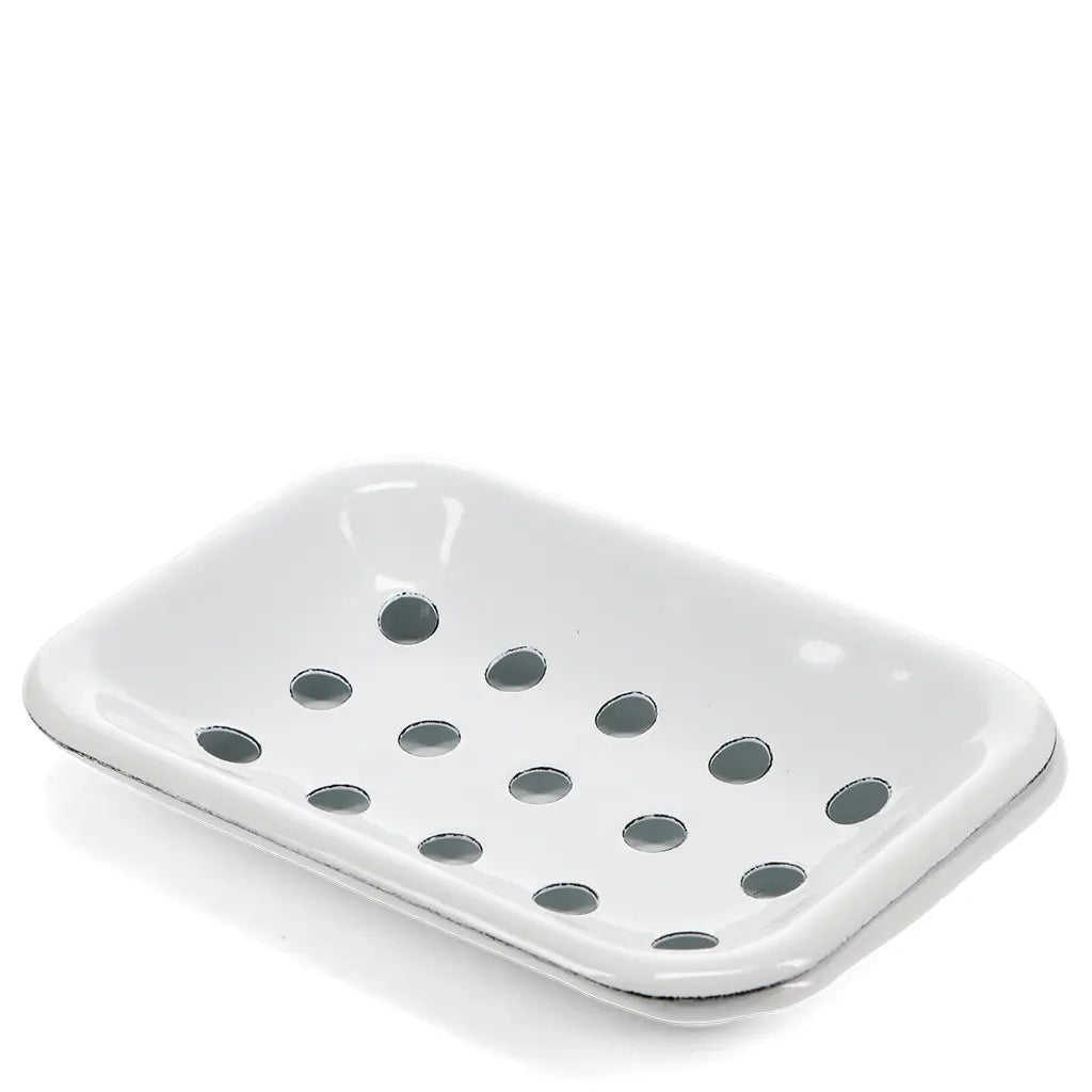 Porte savon en émail blanc