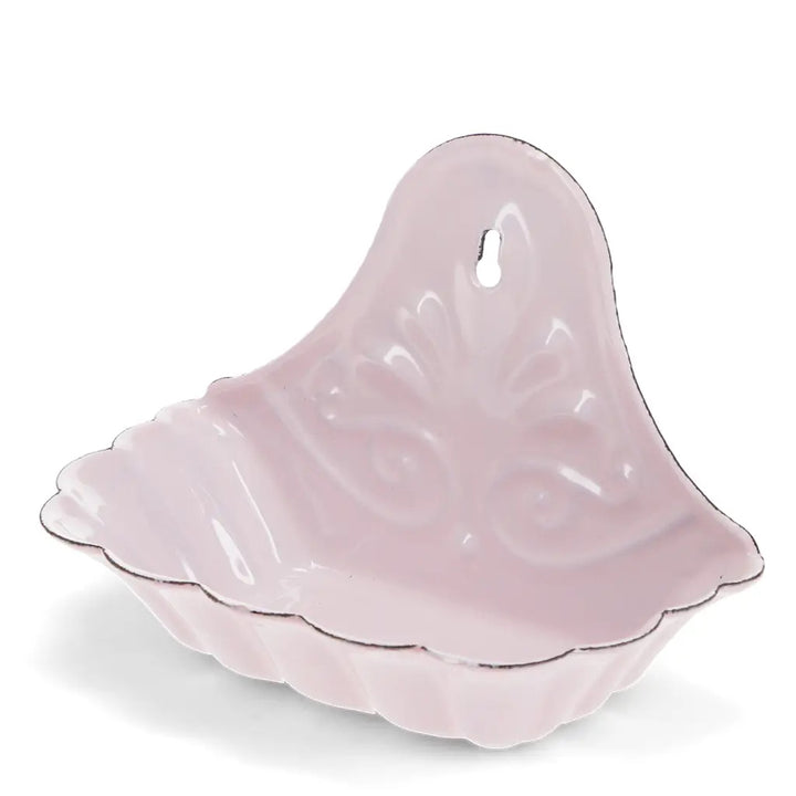 Porte savon rose mural en émail