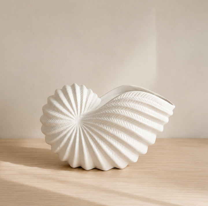 Pot coquillage blanc en céramique