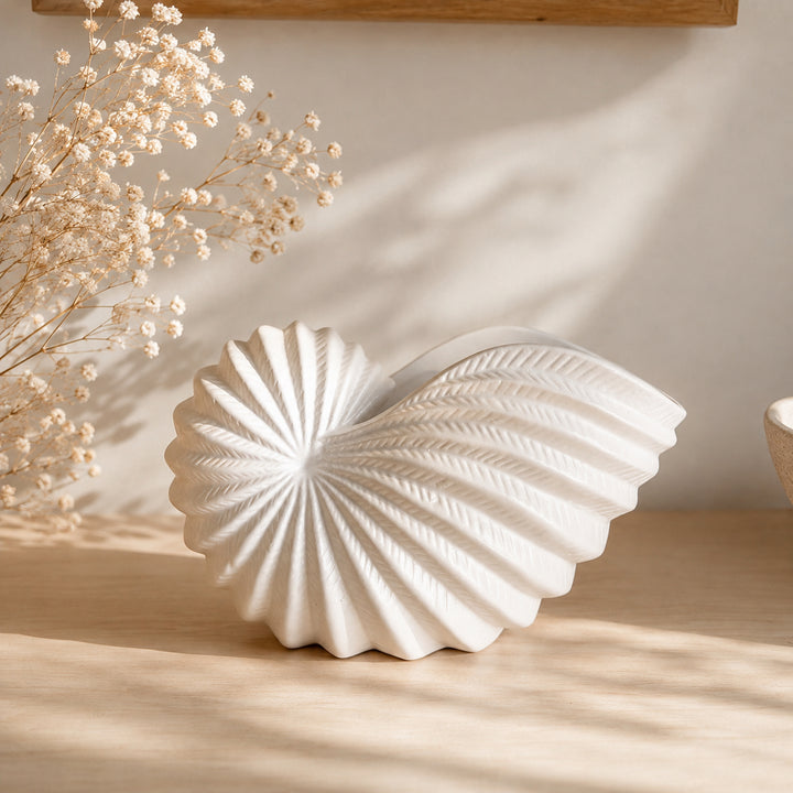 Pot coquillage blanc en céramique