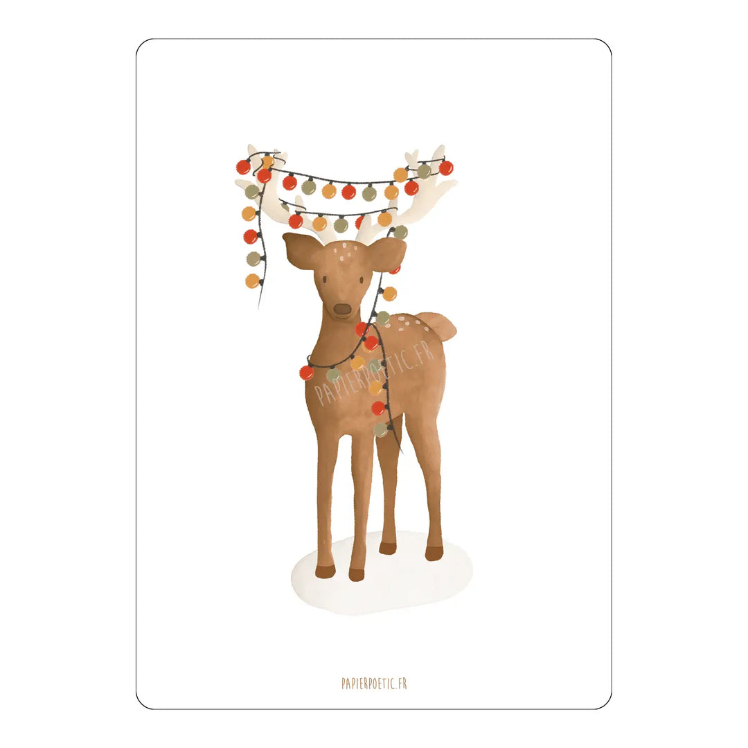 Carte Renne de Noël papier poétic