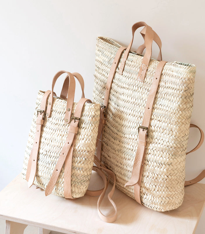 Sac à dos en paille marocain deux sangles - Grand modèle