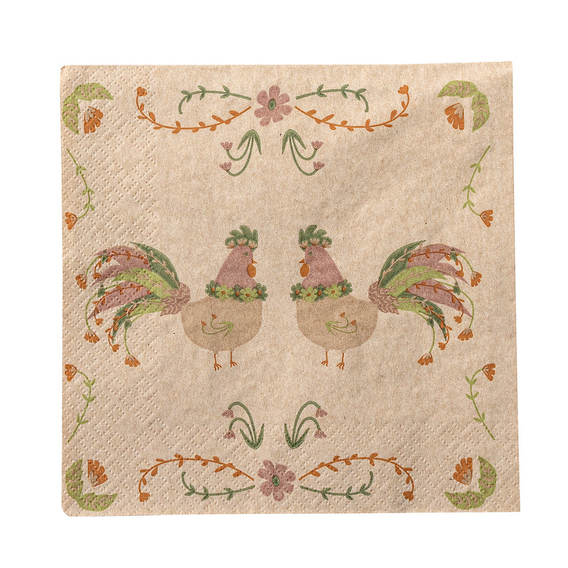 "Bloomingville" hens & flowers napkins
