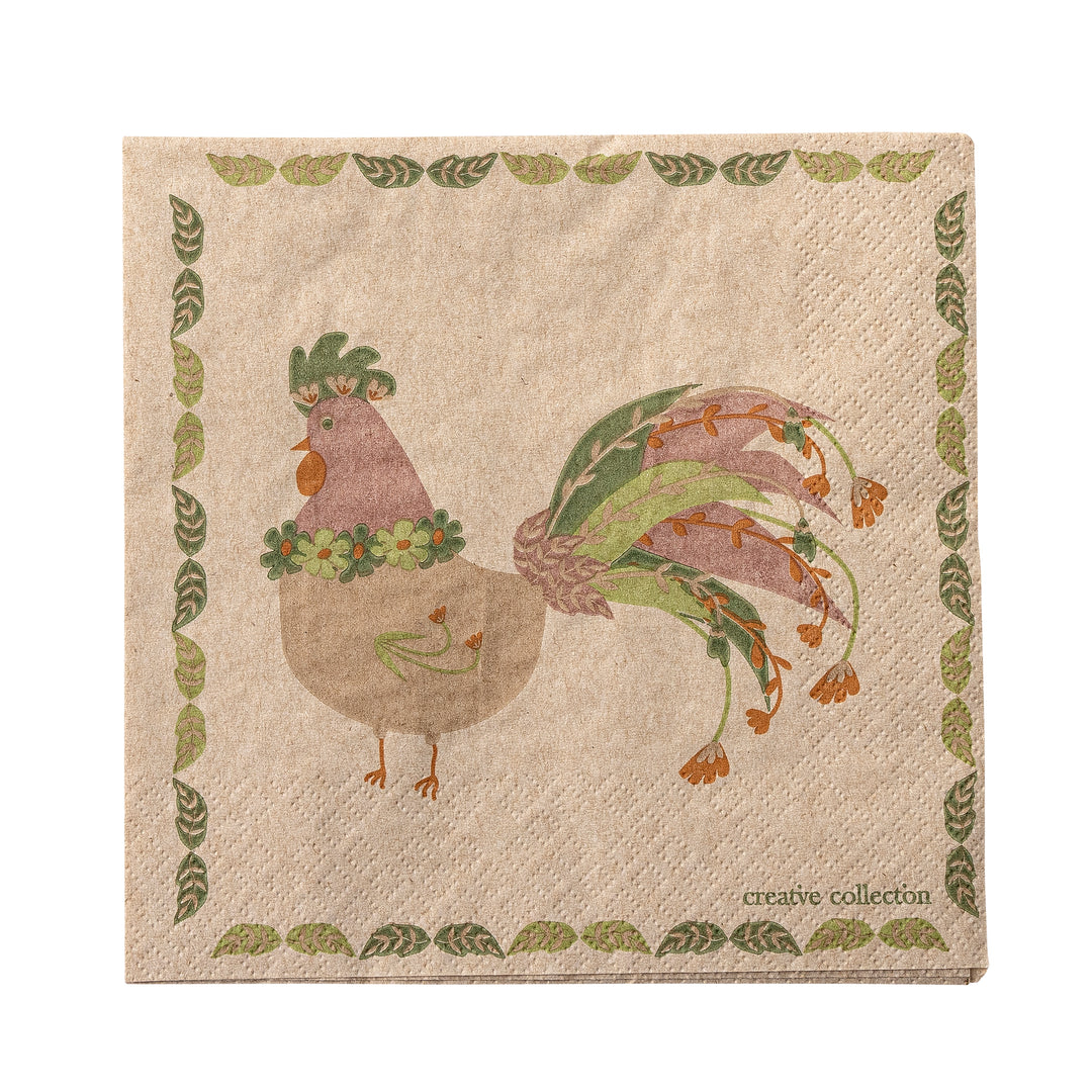 "Bloomingville" hens & flowers napkins