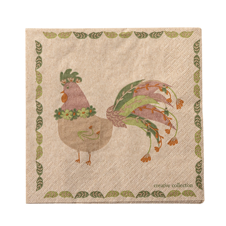 "Bloomingville" hens & flowers napkins