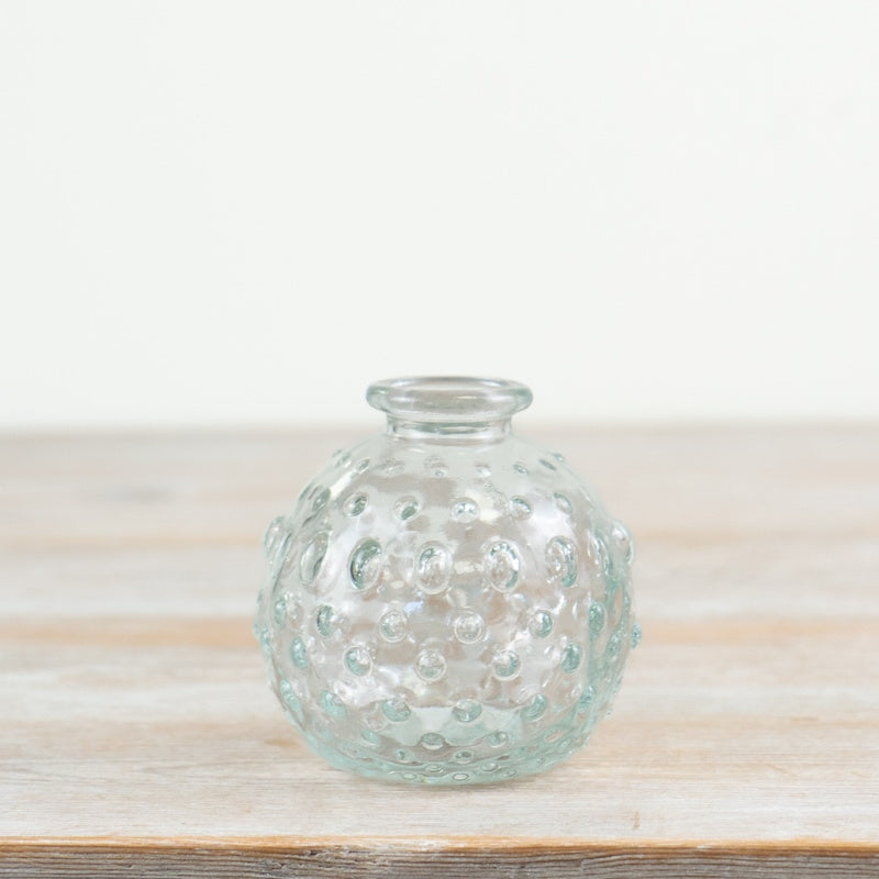 Round glass soliflore with polka dots