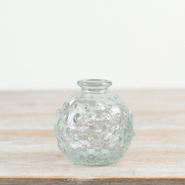 Round glass soliflore with polka dots