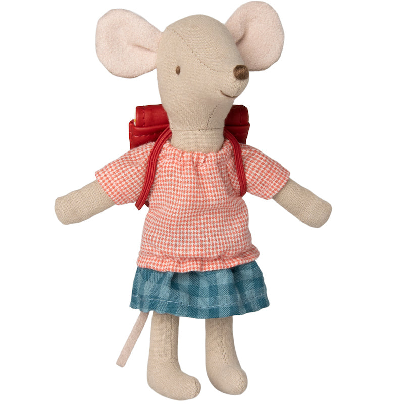 Maileg Big Sister School Mouse with Red Backpack