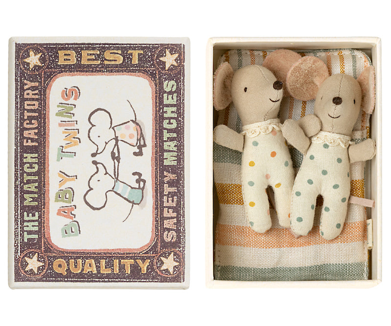 Twin baby mice in their "Maileg" box