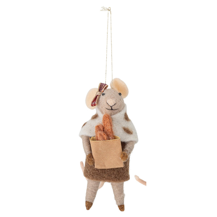 Souris en laine baguette Noël Bloomingville |