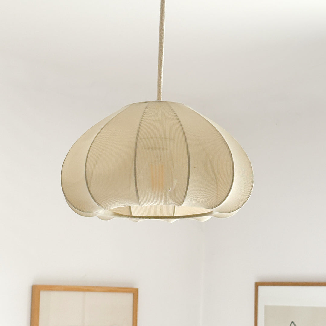 Suspension Pivoine en tissu beige S