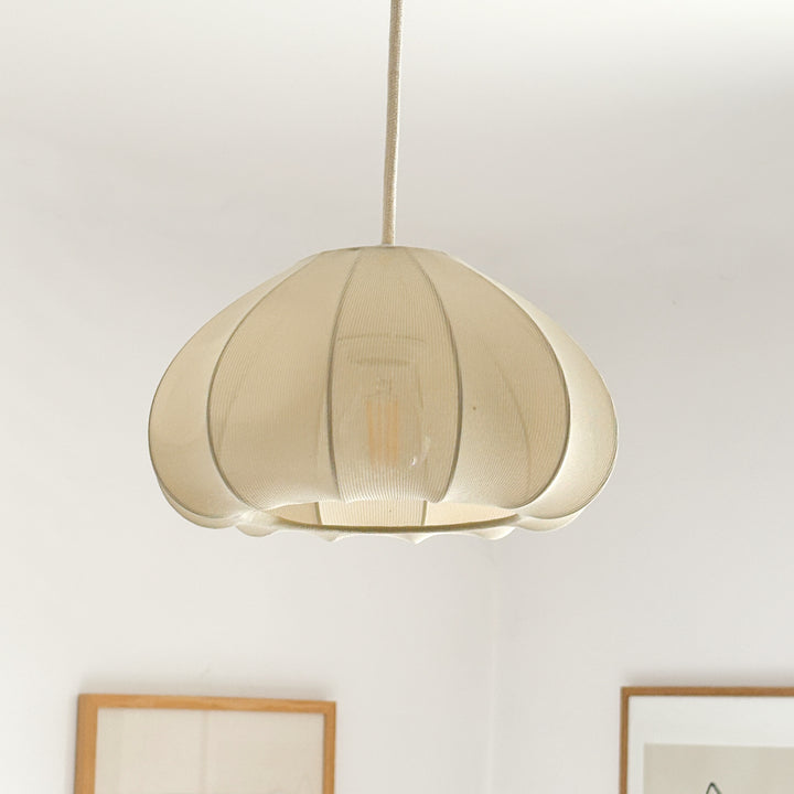 Suspension Pivoine en tissu beige S