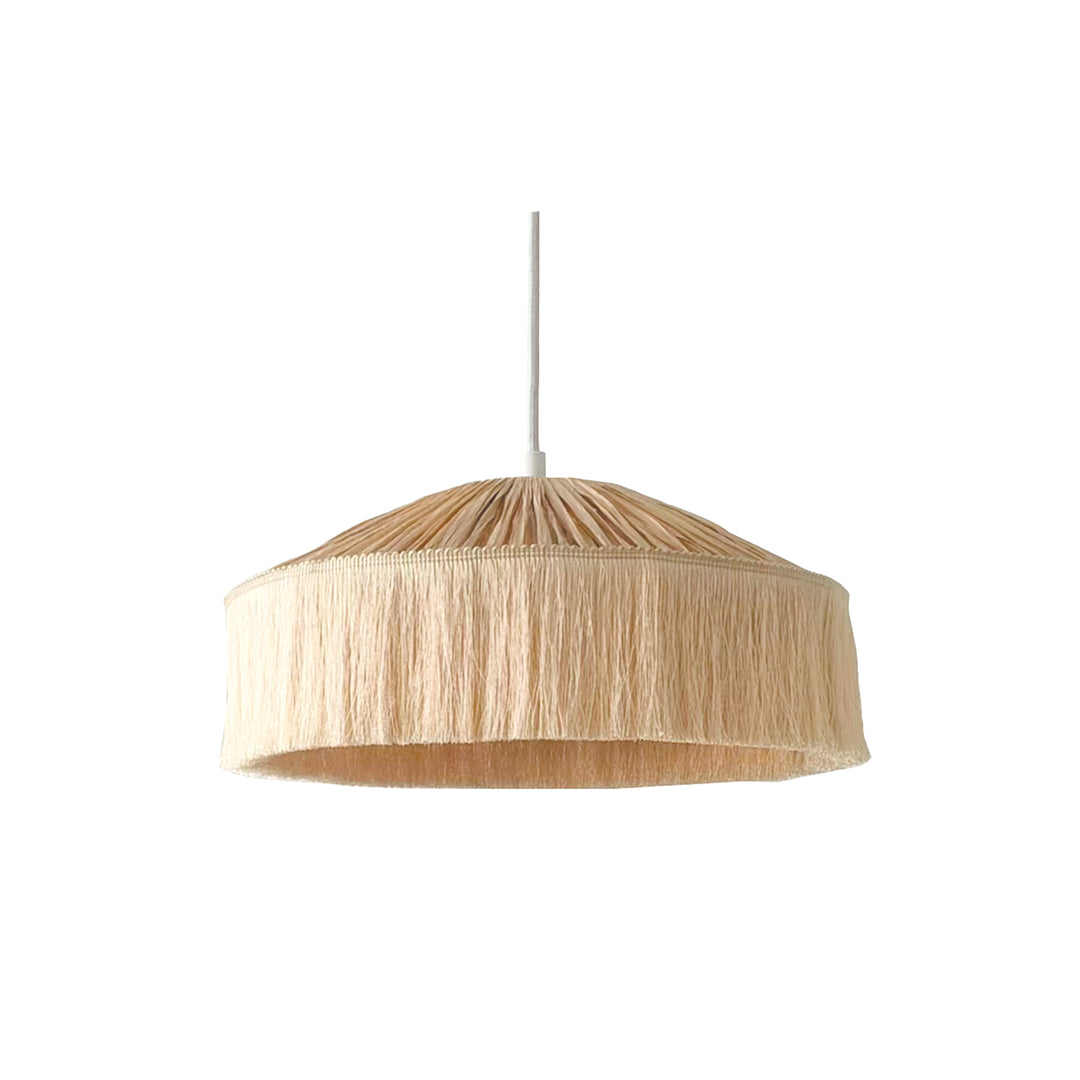 Suspension ronde raphia et franges