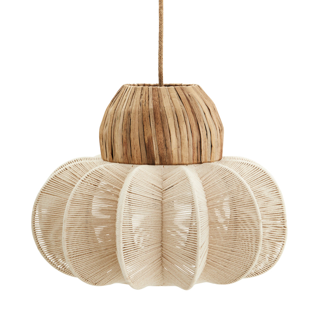 "Madam Stoltz" round wooden and jute pendant light