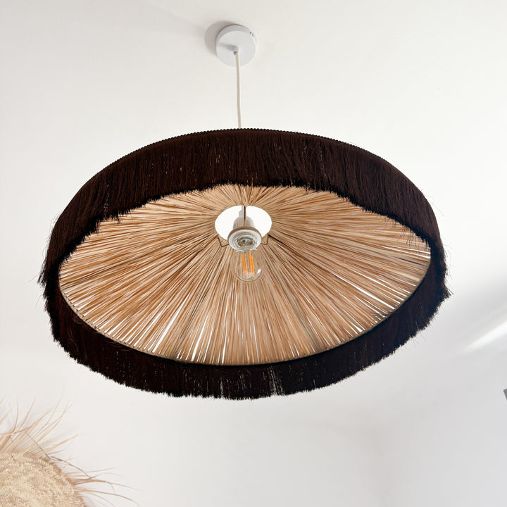 Suspension en raphia avec franges moka