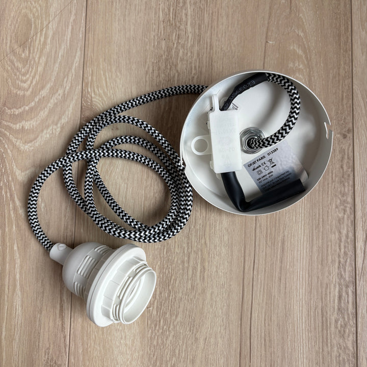 Black and white electrical cotton cable system