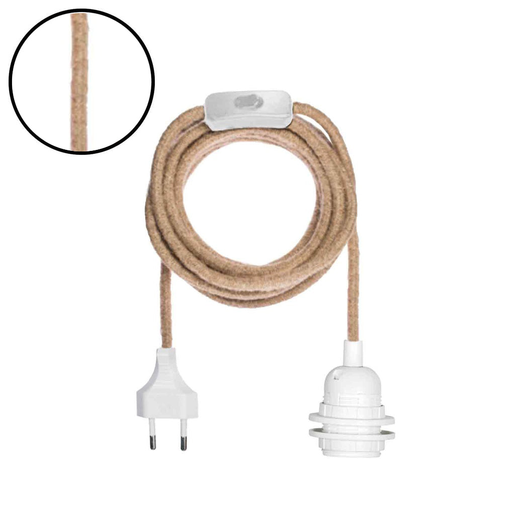 White electrical system natural cord with switch