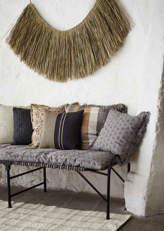 Alfombra a cuadros larga de yute y algodón "Madam Stoltz"