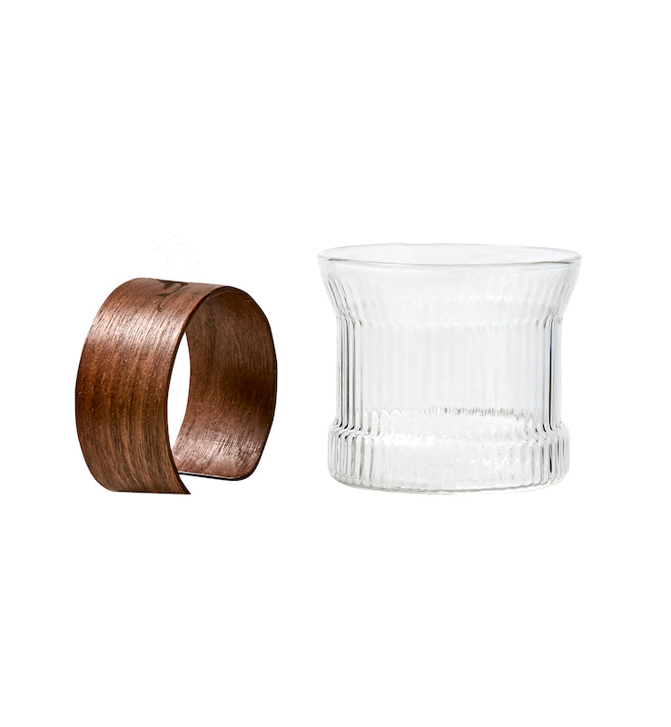 Ribbed glass & wooden ring