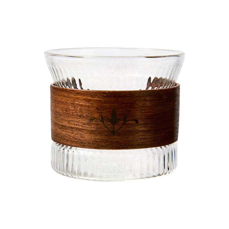 Ribbed glass & wooden ring