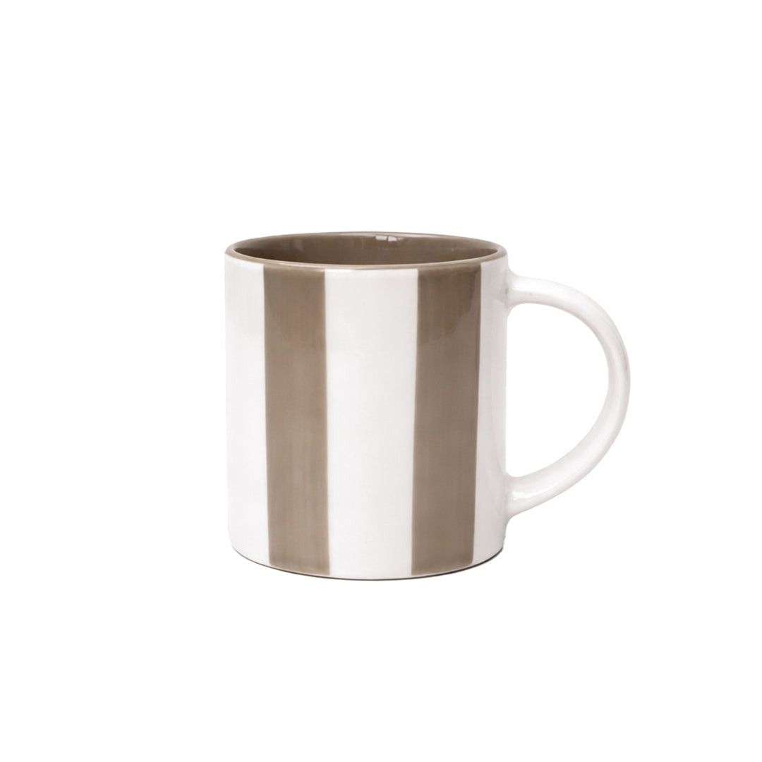 Tasse à rayures blanches et taupes